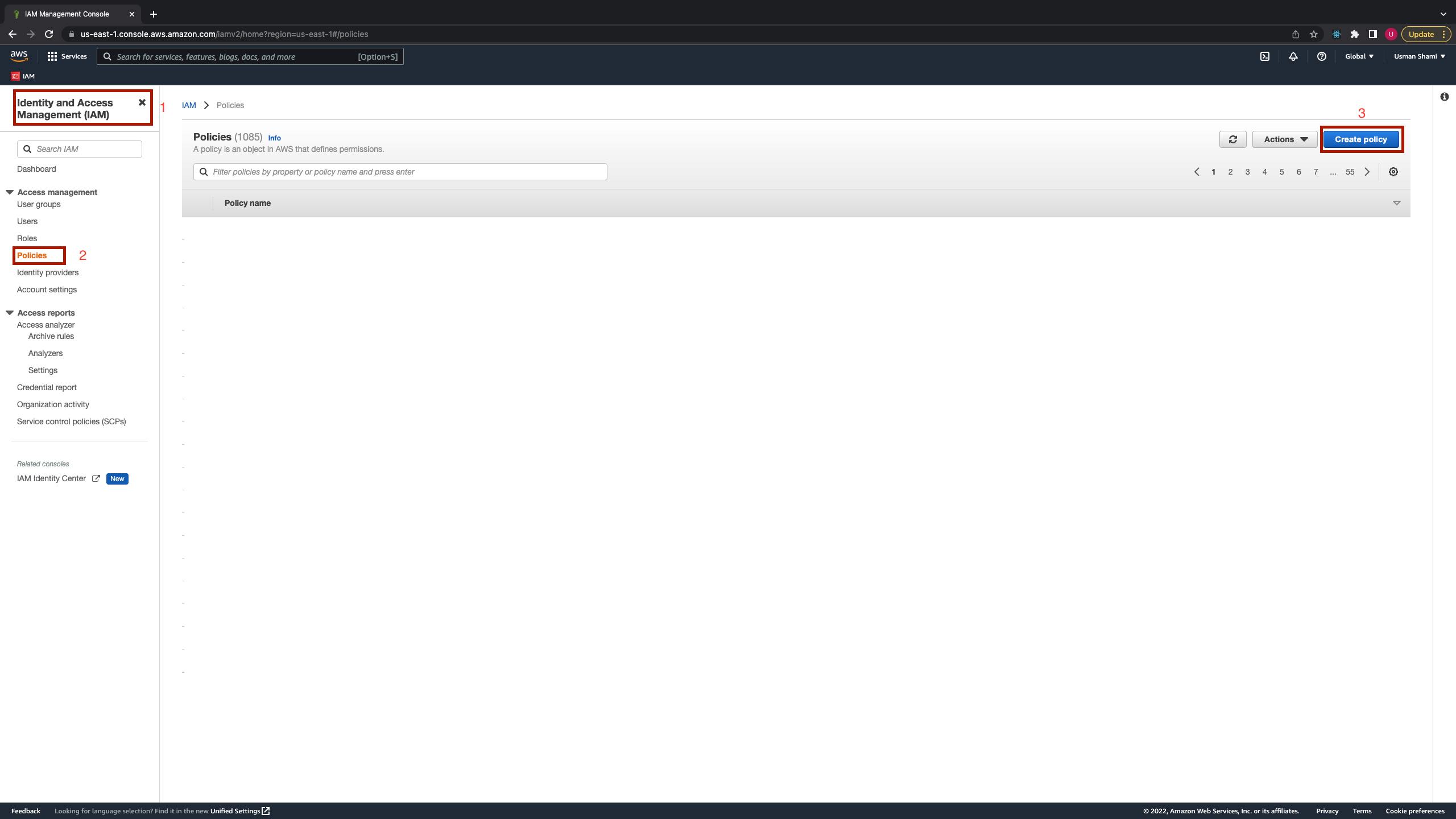 Create Policy Screen 1