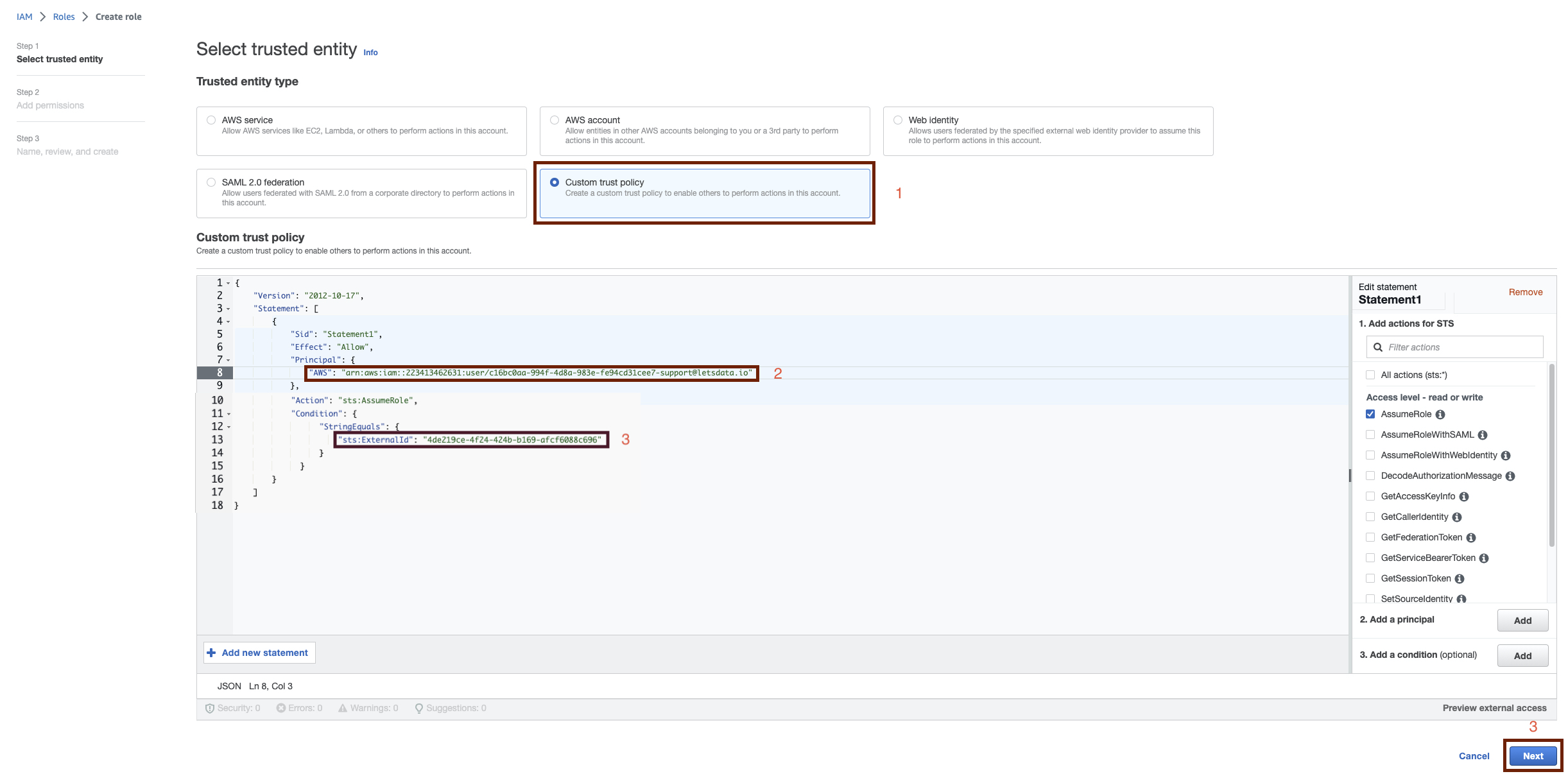 Create Role Screen 2