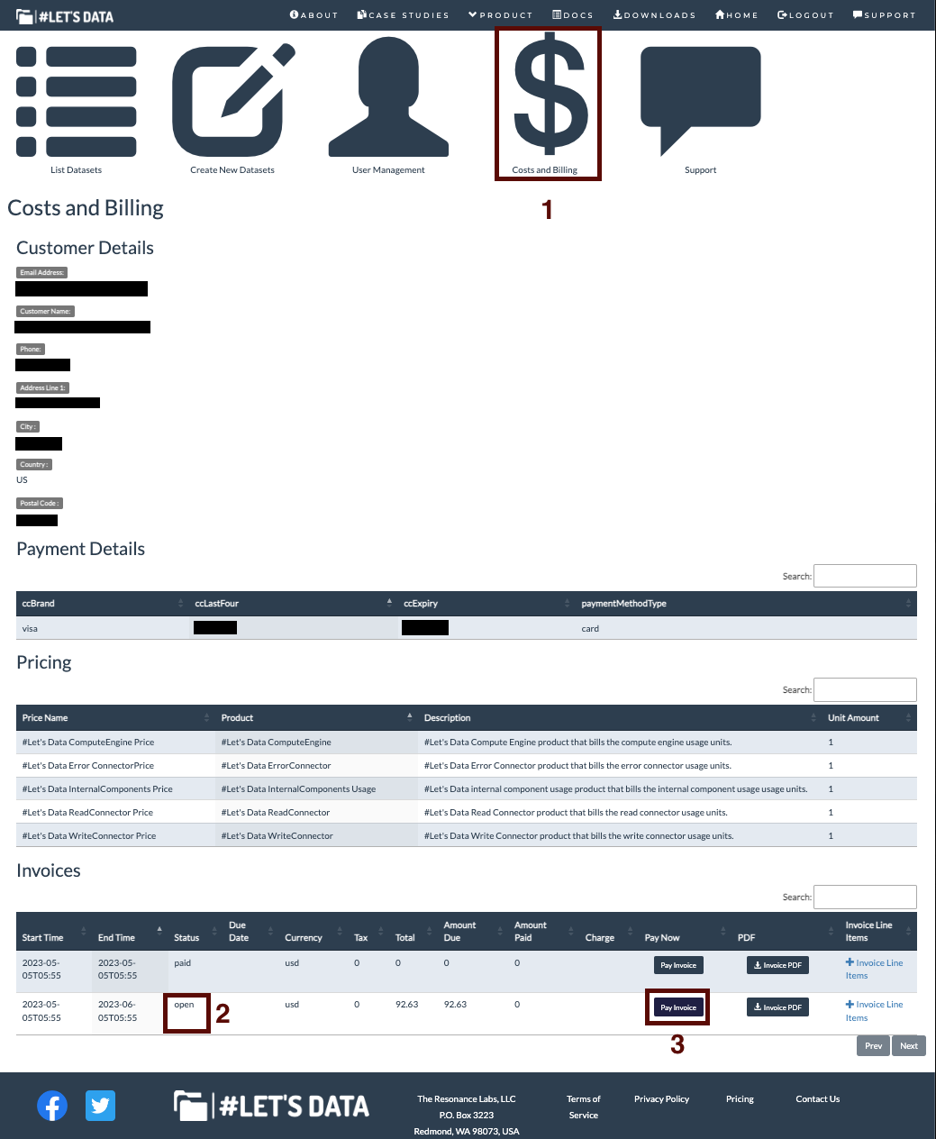 Navigating to the update payment link